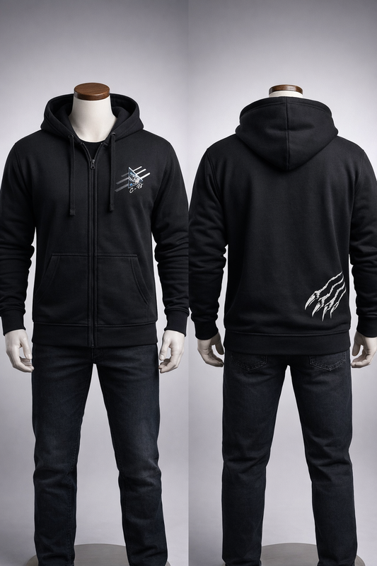 sweat zippé à capuche griffe en bas