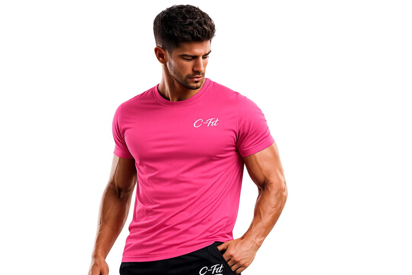 T-Shirt Sport Homme Respirant C-Fit Rose Performance