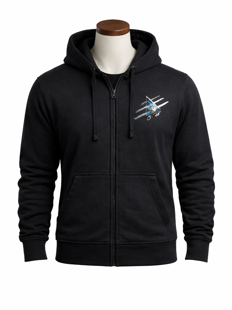 sweat zippé à capuche griffe en haut