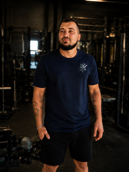 T-Shirt Sport Homme Respirant C-Fit Bleu Marine Performance